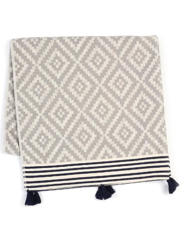 Gray Tribal Design Turkish Towel Beach Blanket - NOBLE HOME INTERIORS