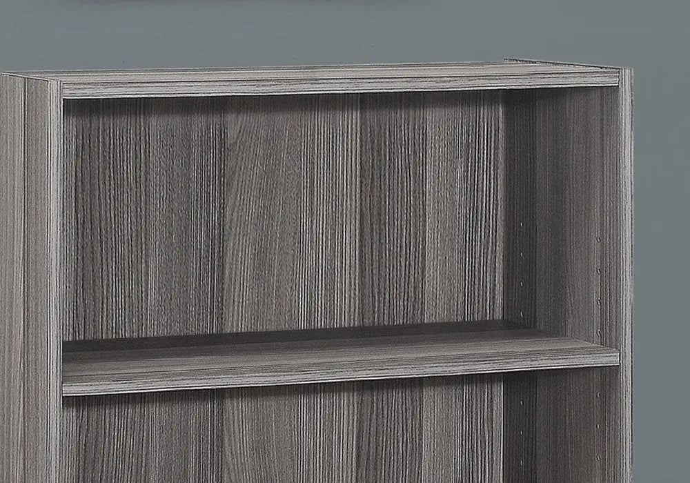Gray Wood Adjustable Three Tier Bookcase - NOBLE HOME INTERIORS