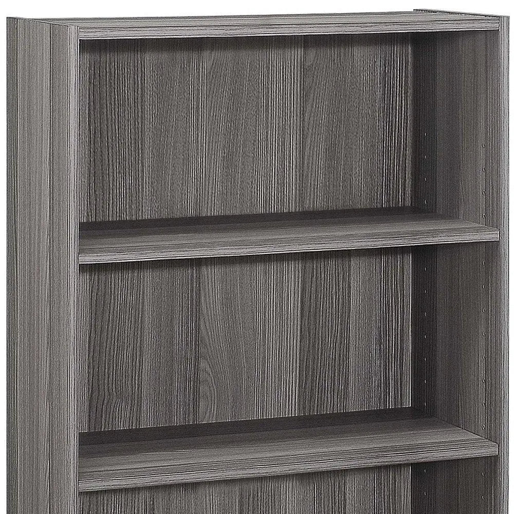 Gray Wood Adjustable Three Tier Bookcase - NOBLE HOME INTERIORS