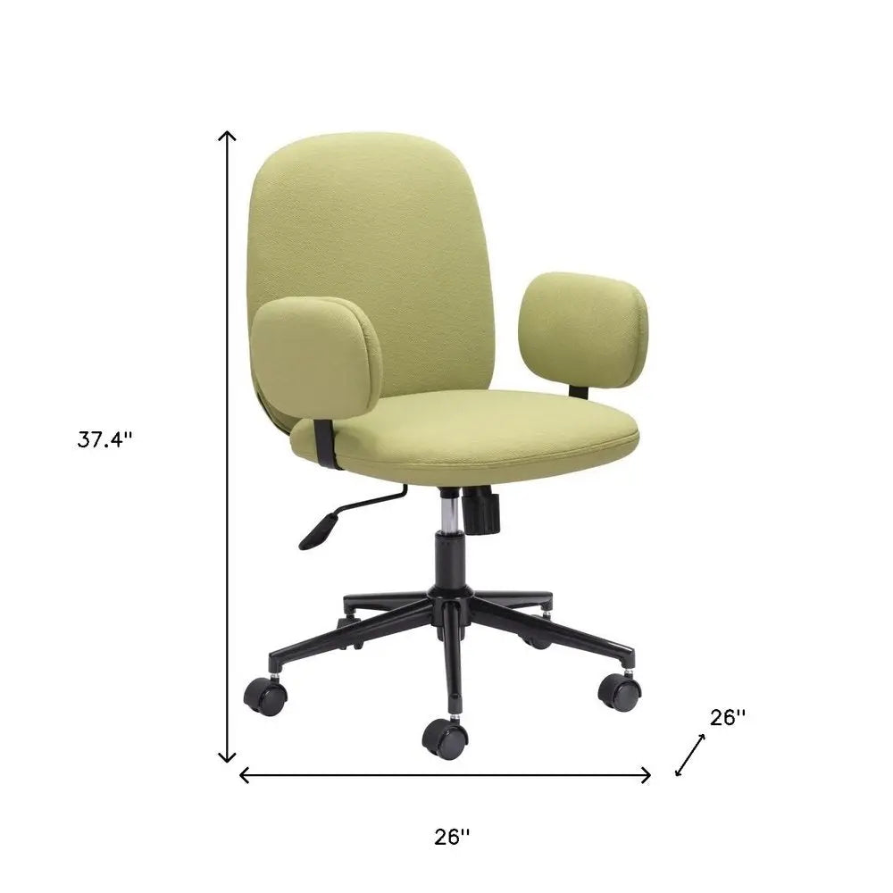 Green and Black Adjustable Height Swivel Rolling Office Chair - NOBLE HOME INTERIORS