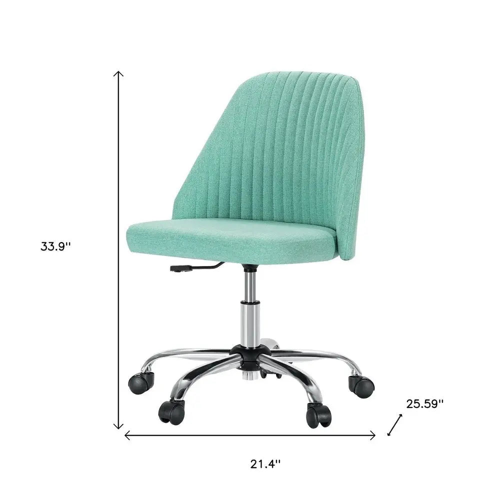 Green and Silver Adjustable Height Swivel Rolling Office Chair - NOBLE HOME INTERIORS