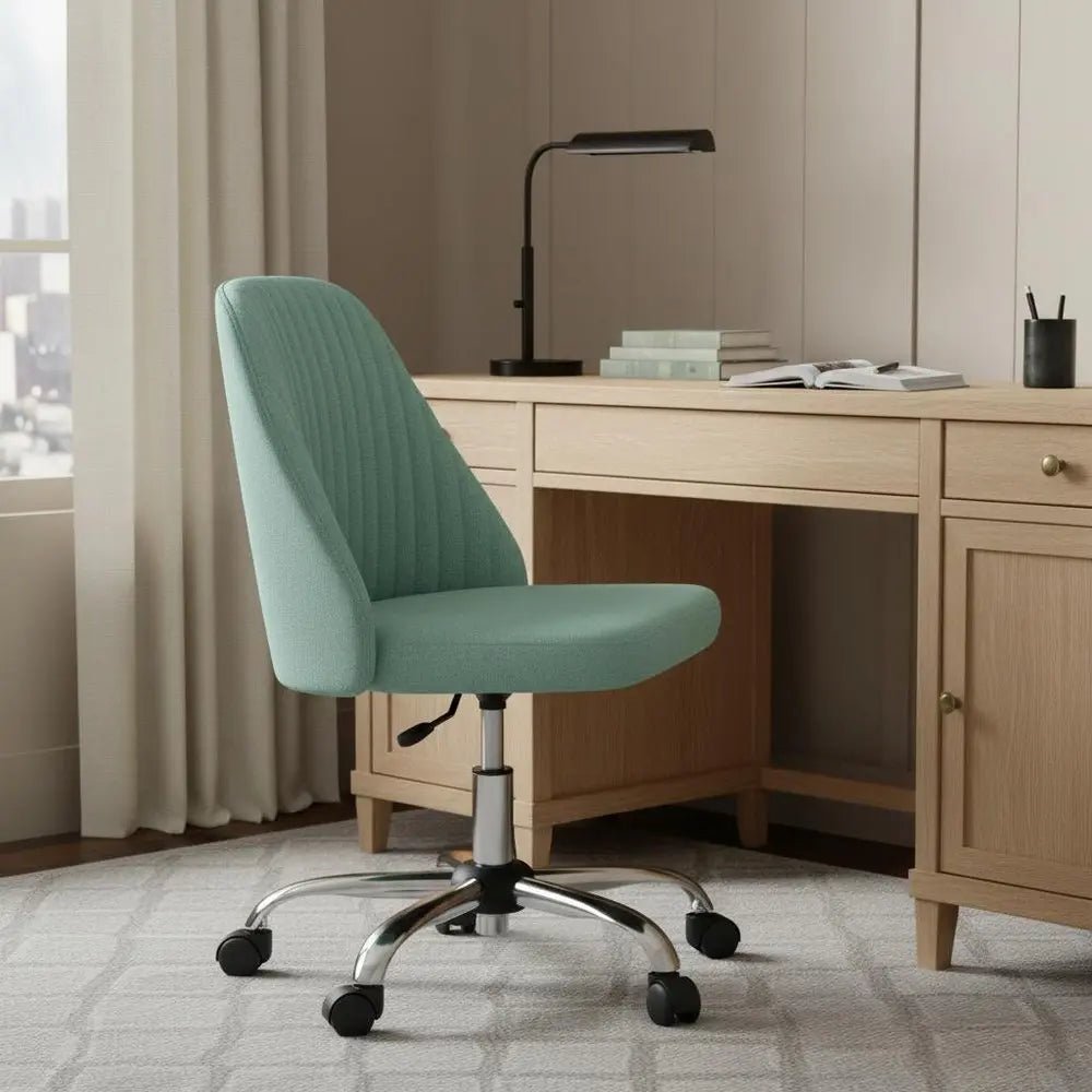 Green and Silver Adjustable Height Swivel Rolling Office Chair - NOBLE HOME INTERIORS