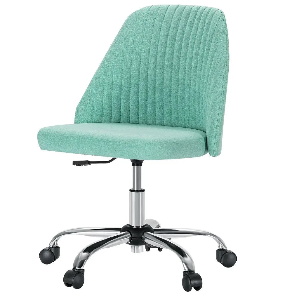 Green and Silver Adjustable Height Swivel Rolling Office Chair - NOBLE HOME INTERIORS