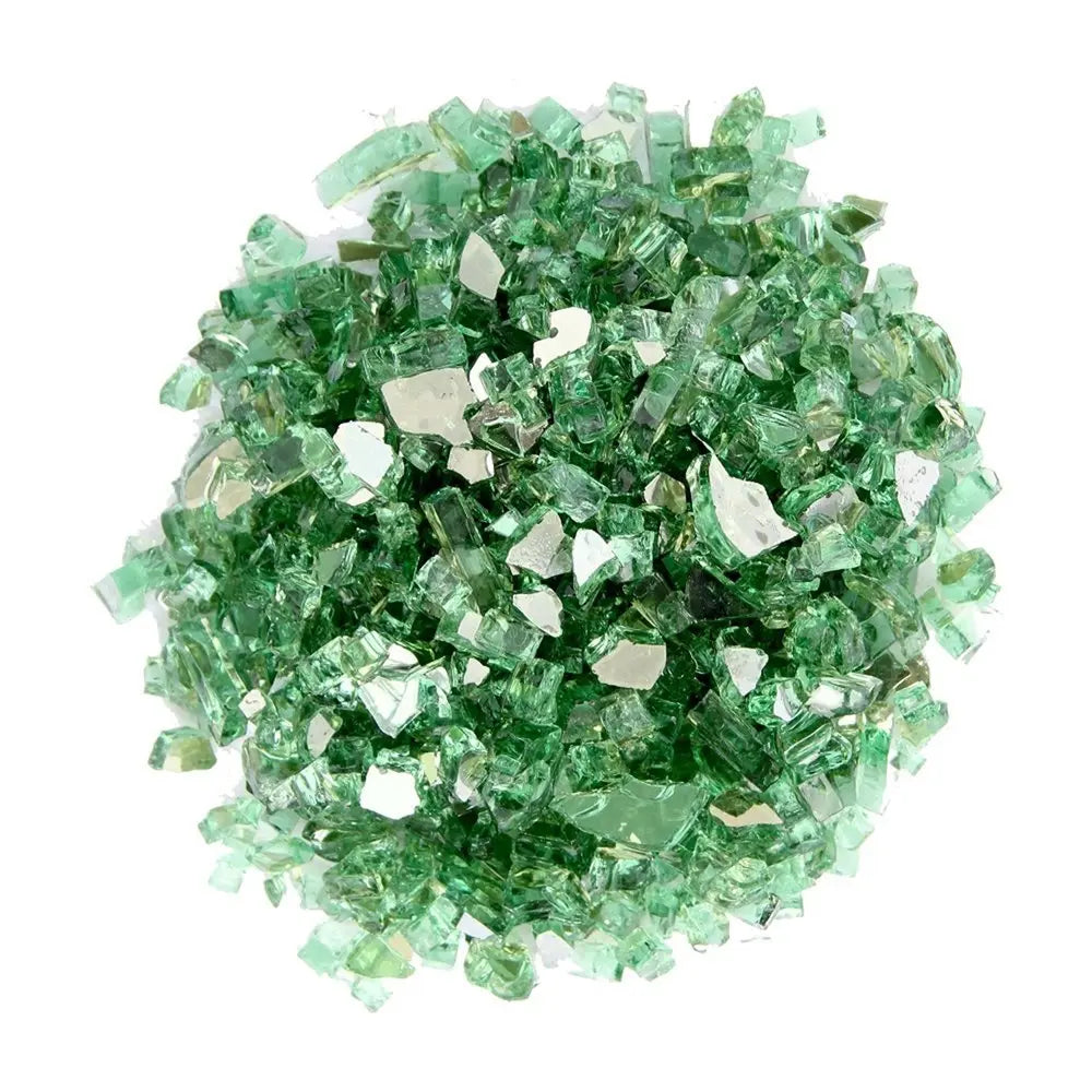 Green Round Reflective Fire Pit Glass - NOBLE HOME INTERIORS