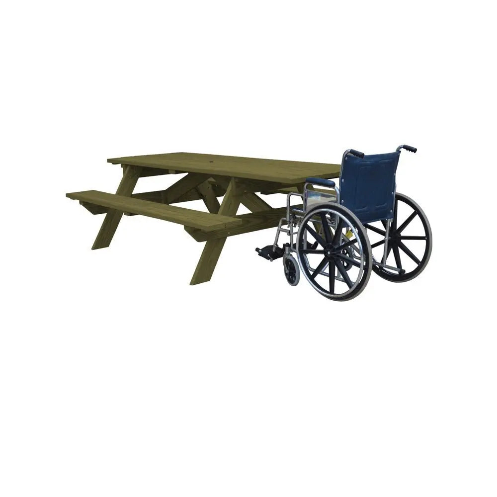 Green Solid Wood Outdoor Picnic Table Umbrella Hole - NOBLE HOME INTERIORS