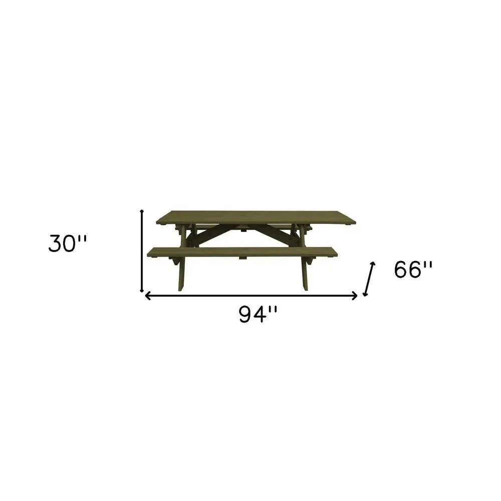 Green Solid Wood Outdoor Picnic Table Umbrella Hole - NOBLE HOME INTERIORS