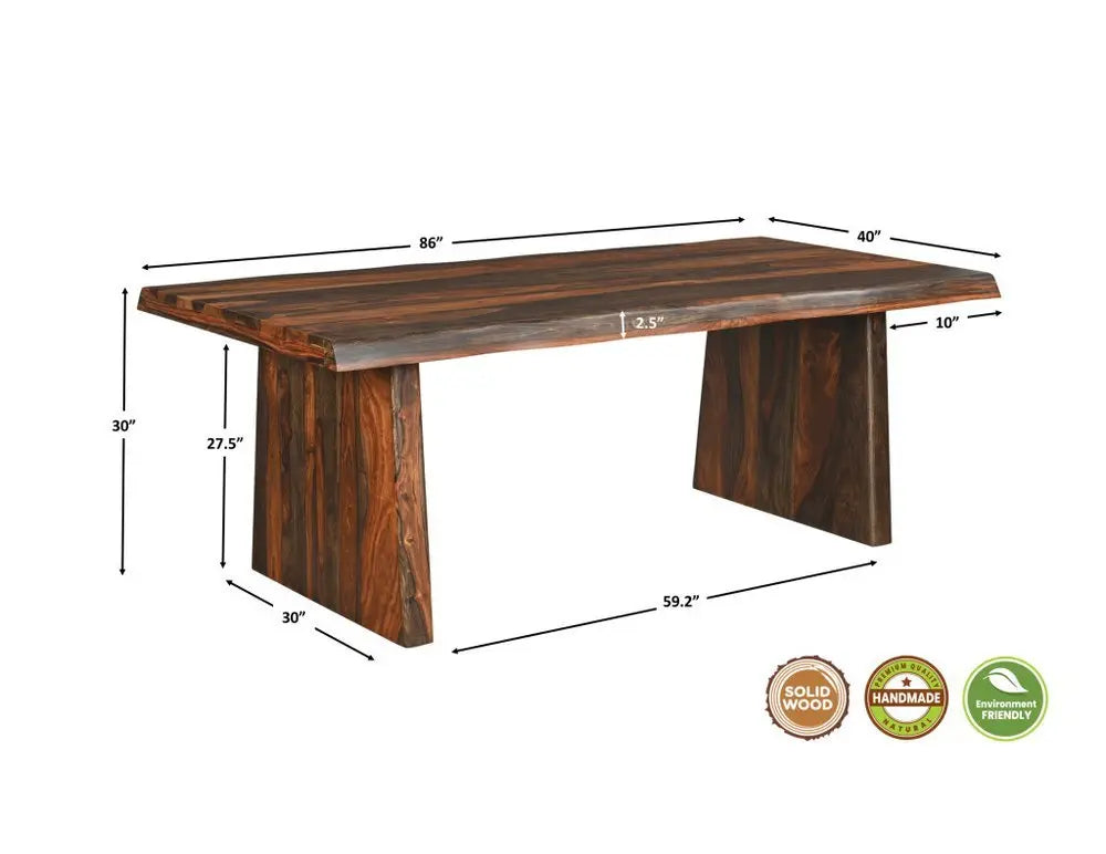 Nine Piece Brown Solid Wood Dining Set with Eight Chairs and One Bench - NOVA HOME FURNITURE