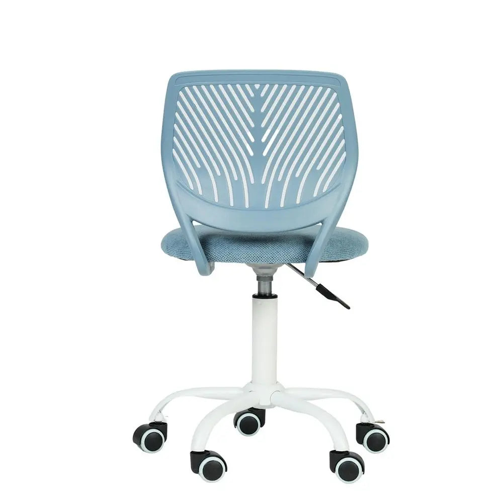 Pale Blue and White Adjustable Height Swivel Rolling Office Chair - NOBLE HOME INTERIORS
