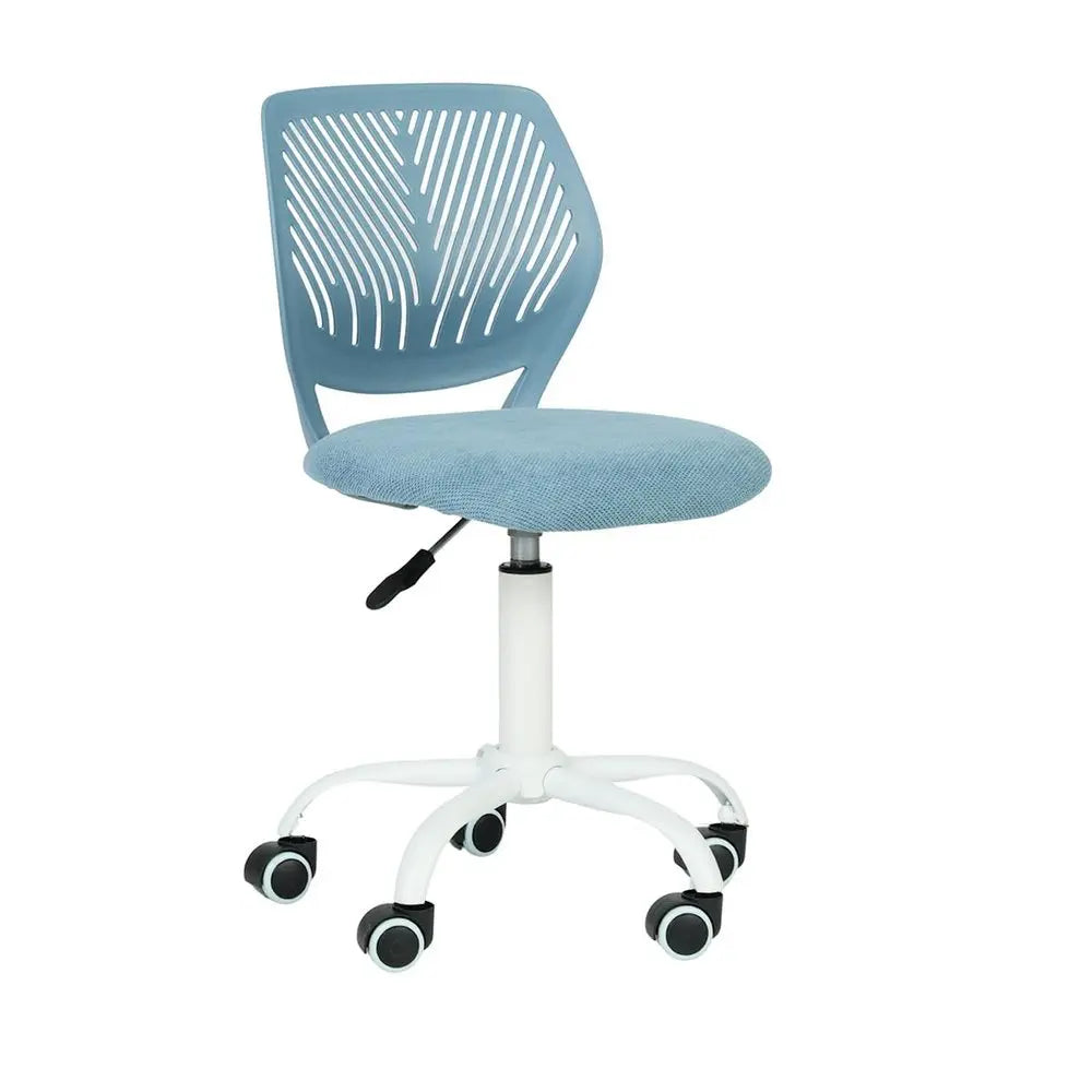 Pale Blue and White Adjustable Height Swivel Rolling Office Chair - NOBLE HOME INTERIORS
