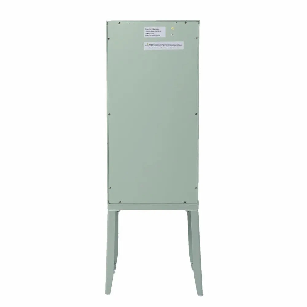 Pale Green Crosshatch Accent Storage Cabinet - NOVA HOME FURNITURE
