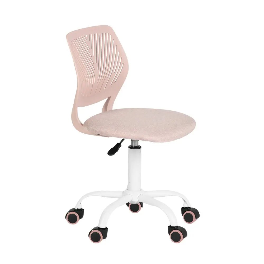 Pale Pink and White Adjustable Height Swivel Rolling Office Chair - NOBLE HOME INTERIORS