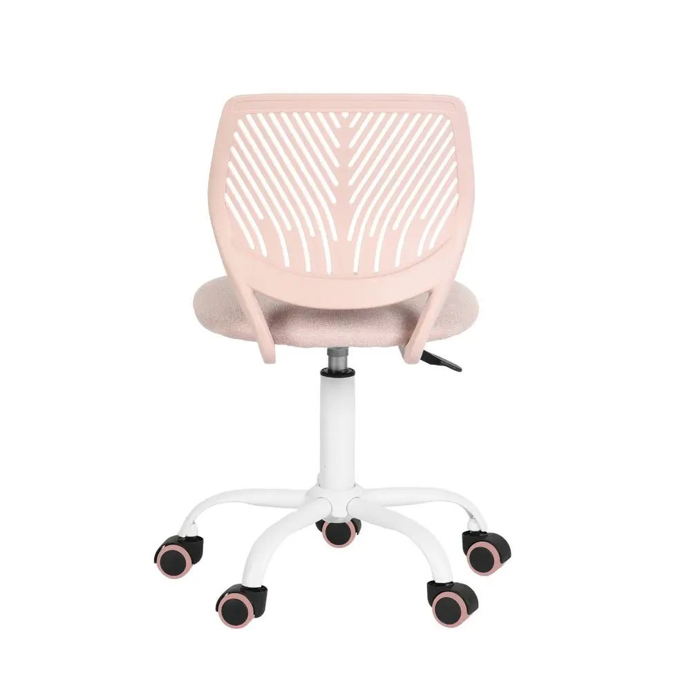 Pale Pink and White Adjustable Height Swivel Rolling Office Chair - NOBLE HOME INTERIORS