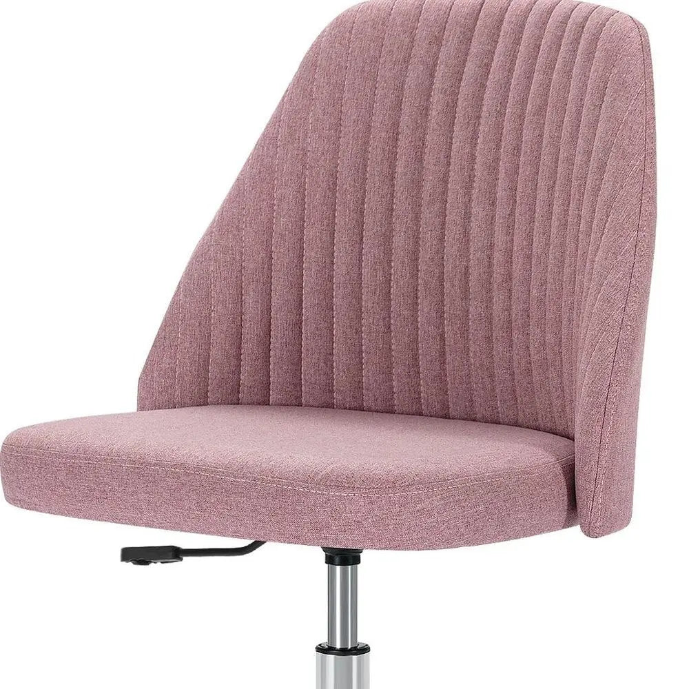 Pink and Silver Swivel Rolling Office Chair - NOBLE HOME INTERIORS