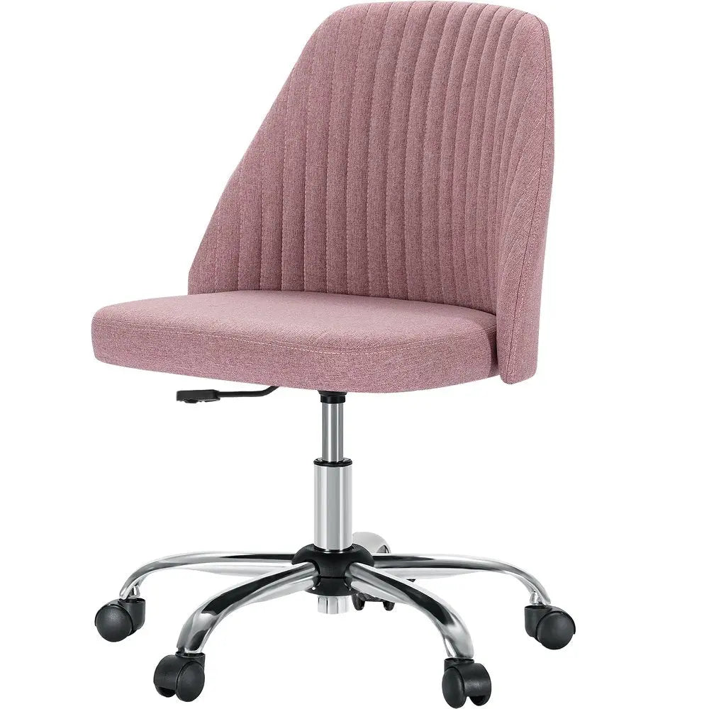Pink and Silver Swivel Rolling Office Chair - NOBLE HOME INTERIORS