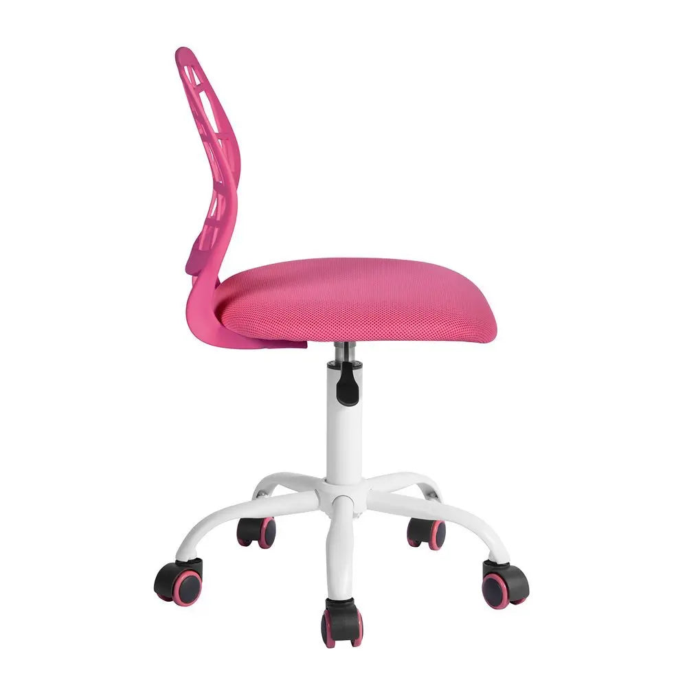 Pink and White Adjustable Height Swivel Rolling Office Chair - NOBLE HOME INTERIORS