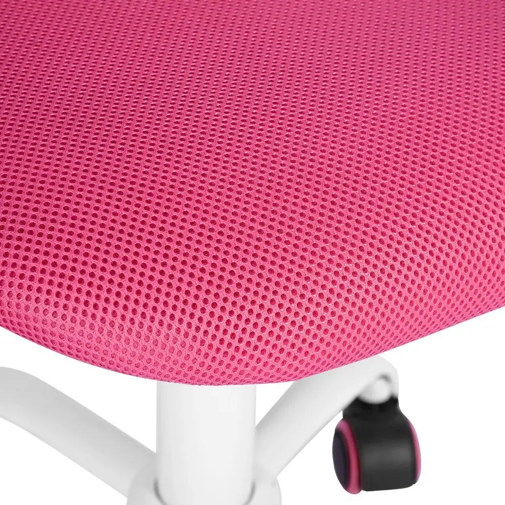 Pink and White Adjustable Height Swivel Rolling Office Chair - NOBLE HOME INTERIORS