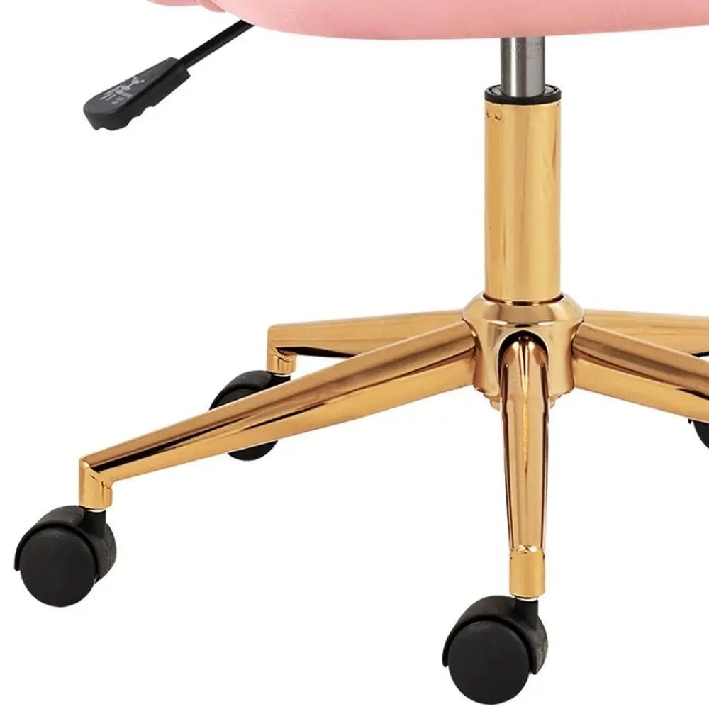 Pink Baby Pink and Gold Adjustable Height Swivel Rolling Office Chair - NOBLE HOME INTERIORS