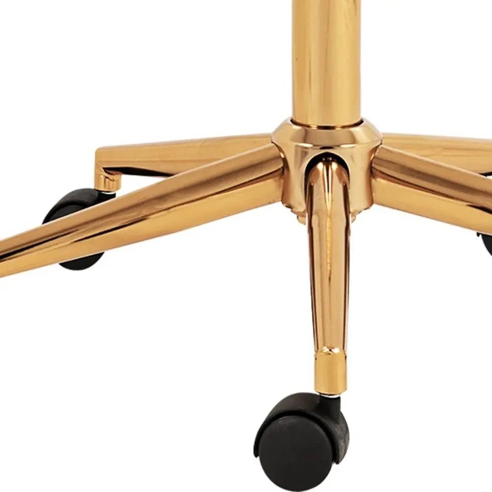 Pink Baby Pink and Gold Adjustable Height Swivel Rolling Office Chair - NOBLE HOME INTERIORS