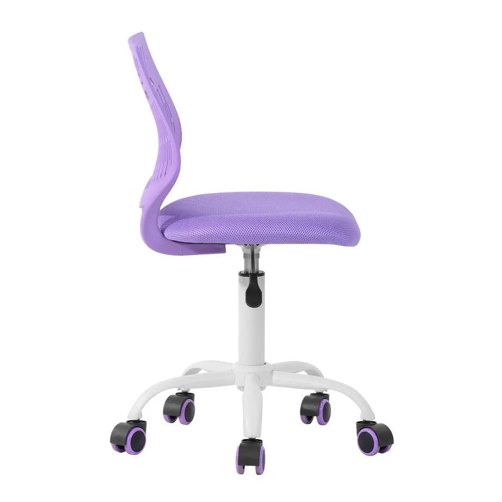 Purple and White Adjustable Height Swivel Rolling Office Chair - NOBLE HOME INTERIORS