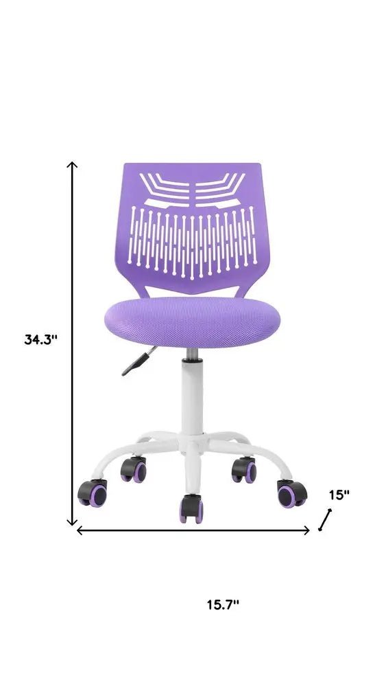 Purple and White Adjustable Height Swivel Rolling Office Chair - NOBLE HOME INTERIORS