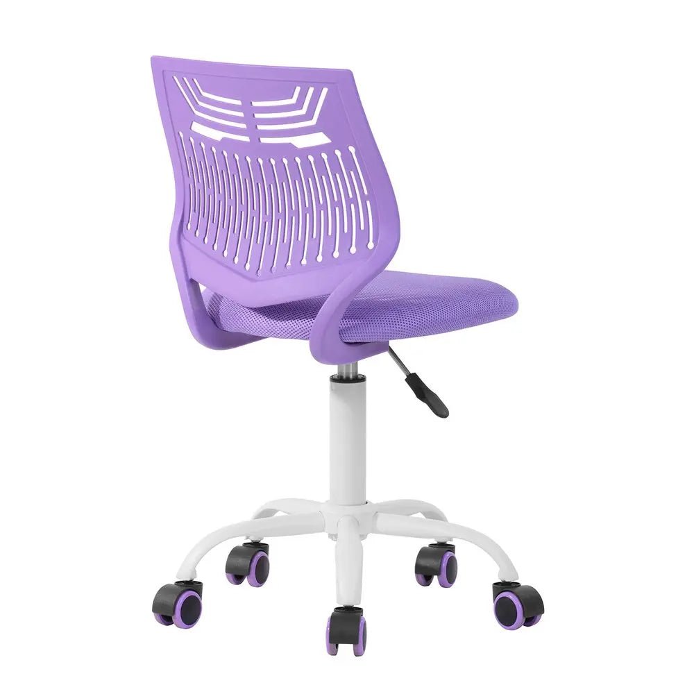 Purple and White Adjustable Height Swivel Rolling Office Chair - NOBLE HOME INTERIORS