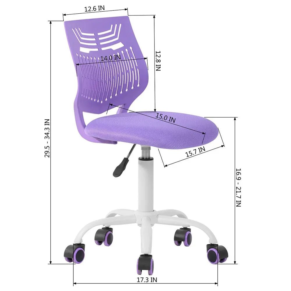 Purple and White Adjustable Height Swivel Rolling Office Chair - NOBLE HOME INTERIORS