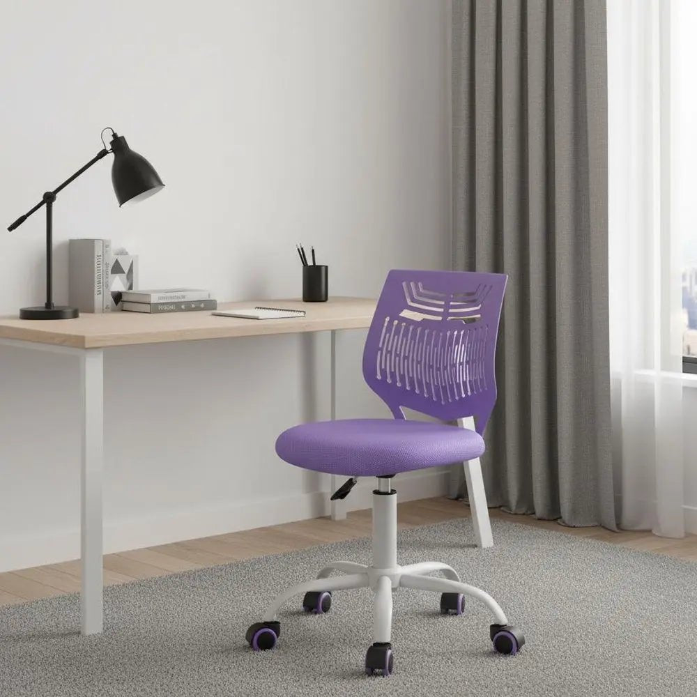 Purple and White Adjustable Height Swivel Rolling Office Chair - NOBLE HOME INTERIORS