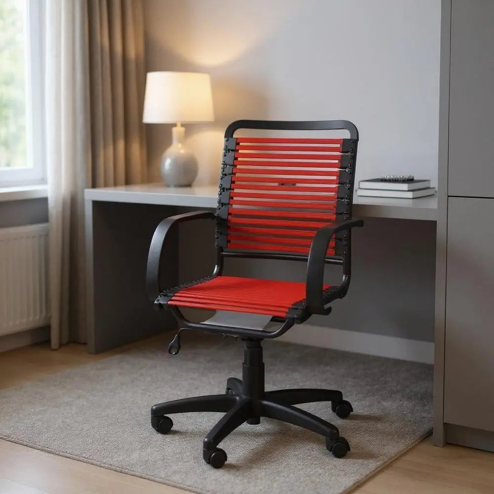 Red and Black Adjustable Swivel Bungee Rolling Office Chair - NOBLE HOME INTERIORS