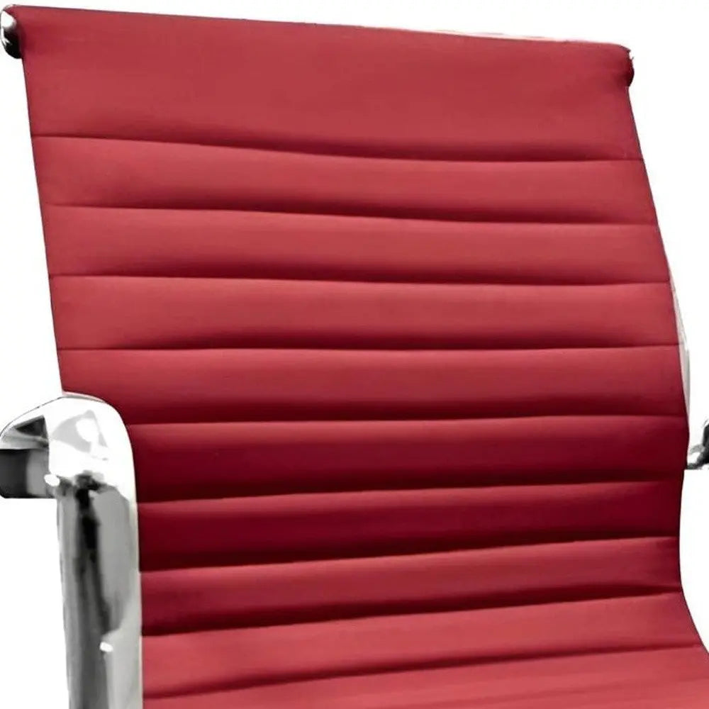 Red and Silver Faux Leather Adjustable Height Swivel Rolling Office Chair - NOBLE HOME INTERIORS