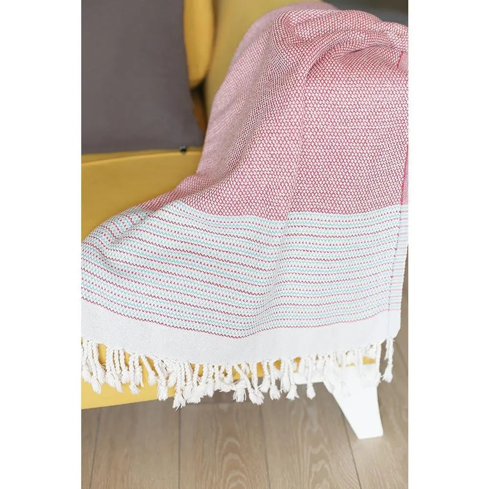 Red And White Checked Turkish Towel Or Throw Blanket - NOBLE HOME INTERIORS