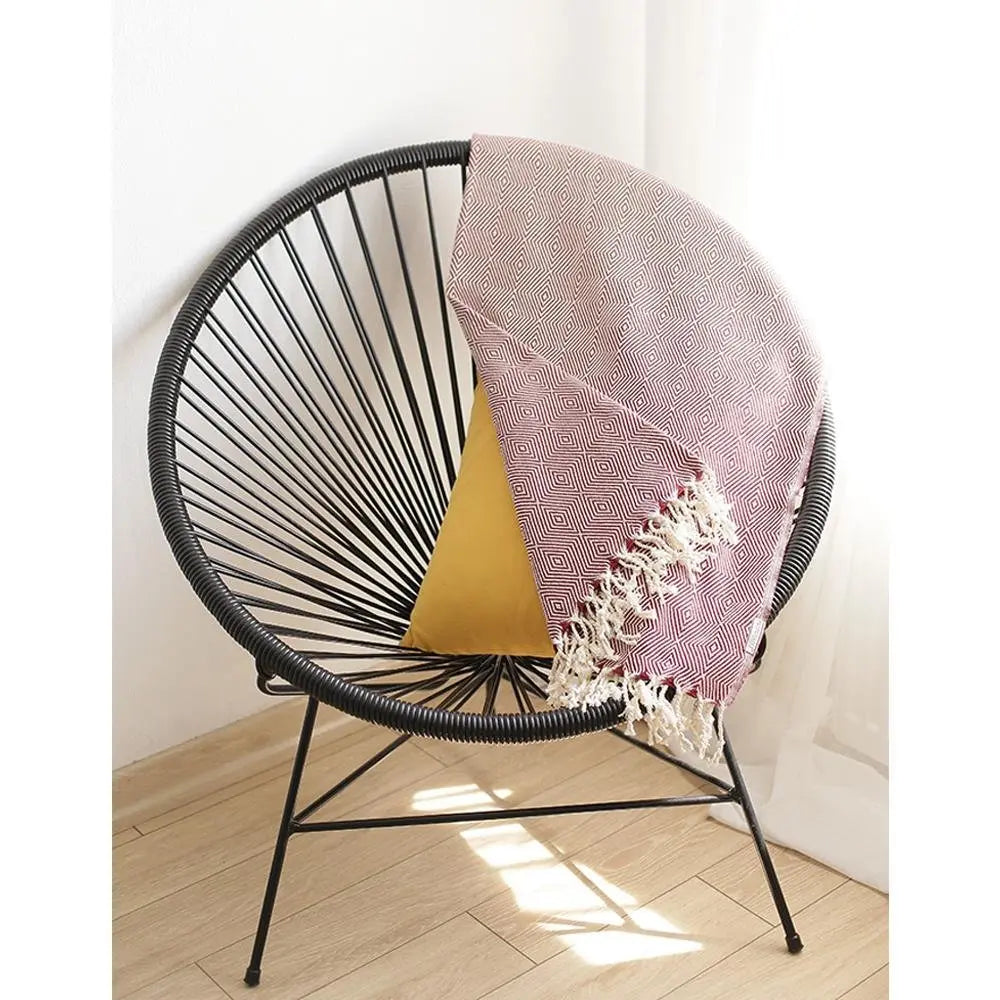 Red And White Geometric Squares Turkish Towel Or Throw Blanket - NOBLE HOME INTERIORS