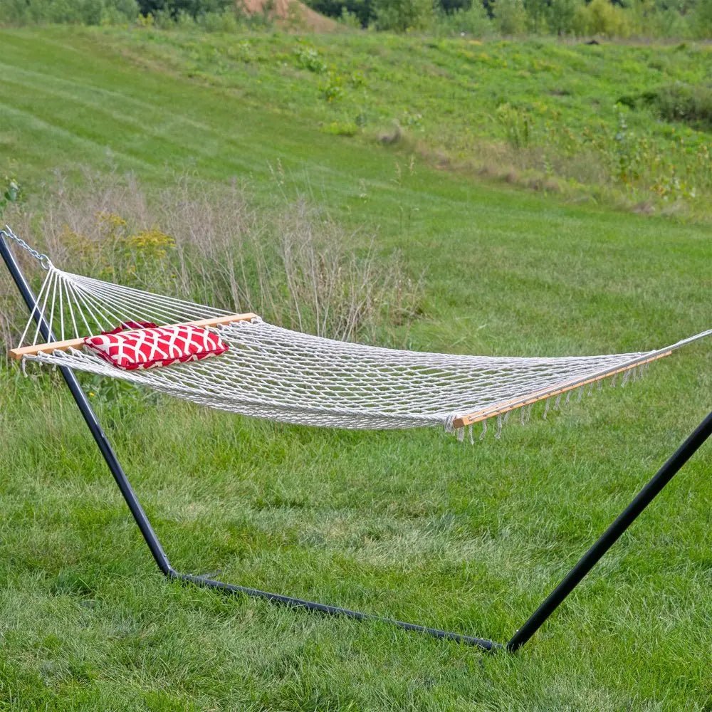 Red Geometric Spreader Bar Hammock Hammock Stand Included - NOBLE HOME INTERIORS