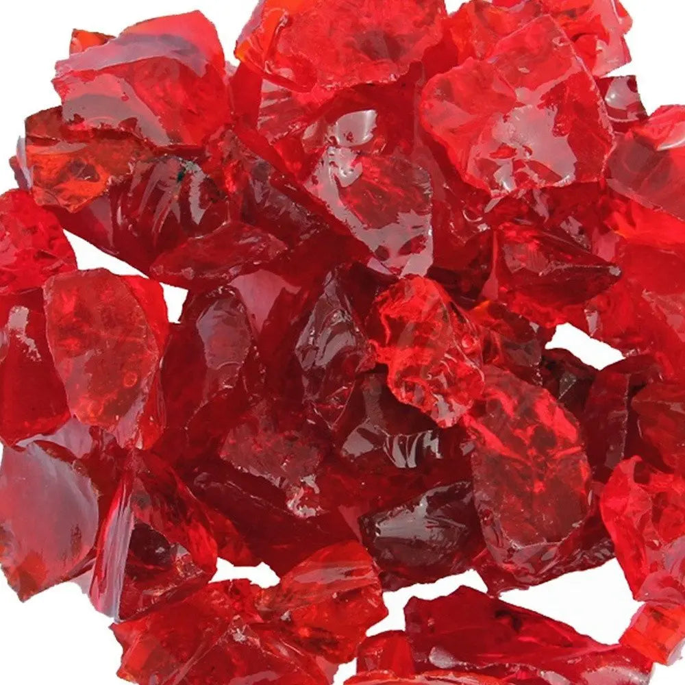 Red Round Reflective Fire Pit Glass - NOBLE HOME INTERIORS