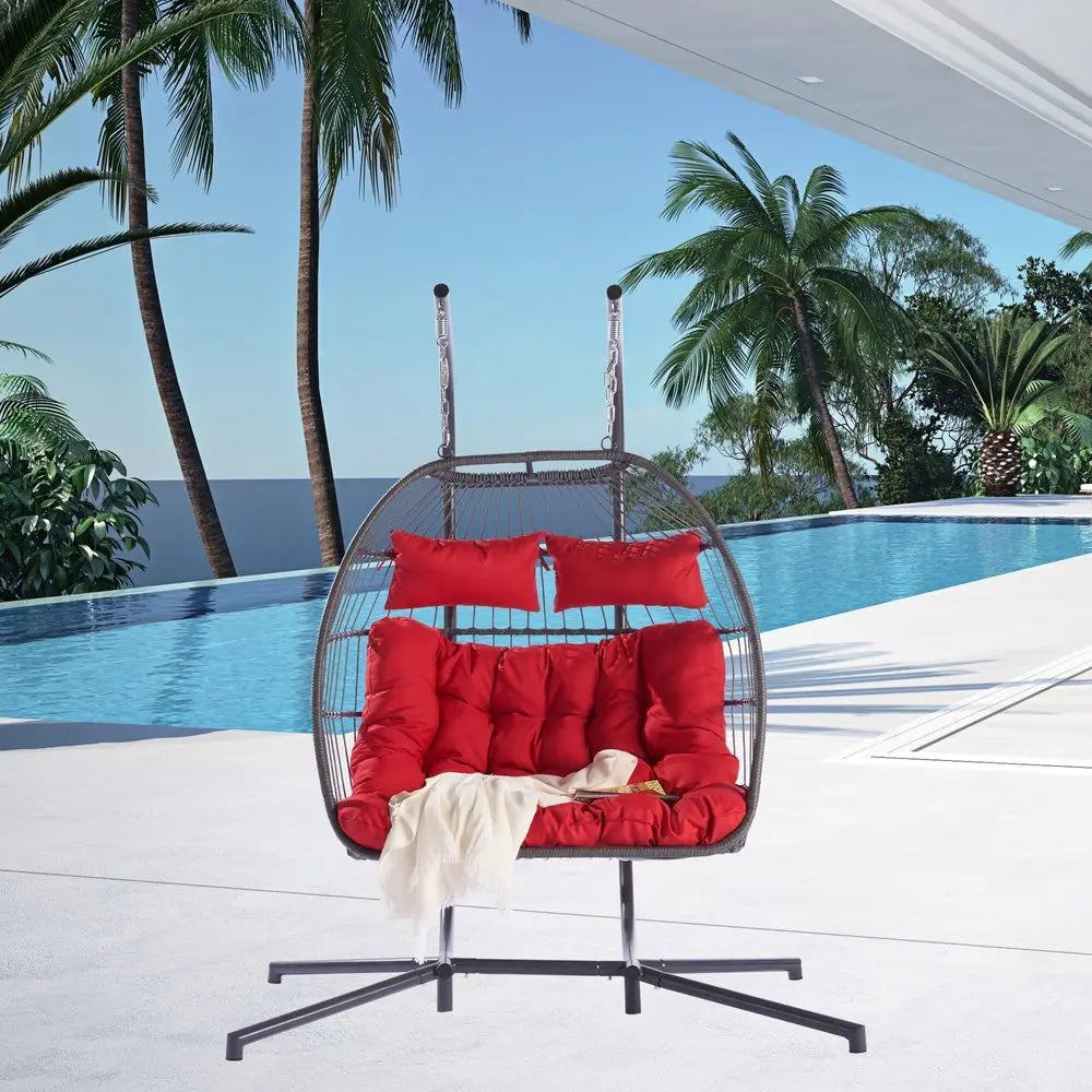 Red Solid Color Double Swing Chair - NOBLE HOME INTERIORS