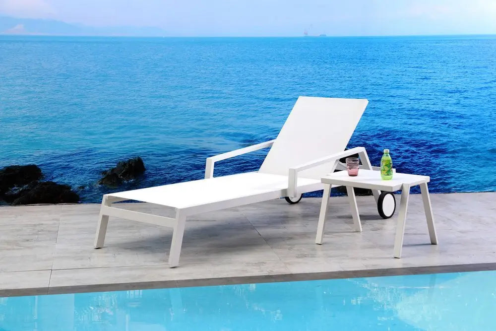 Set Of 2 White Modern Aluminum Chaise Lounges - NOBLE HOME INTERIORS