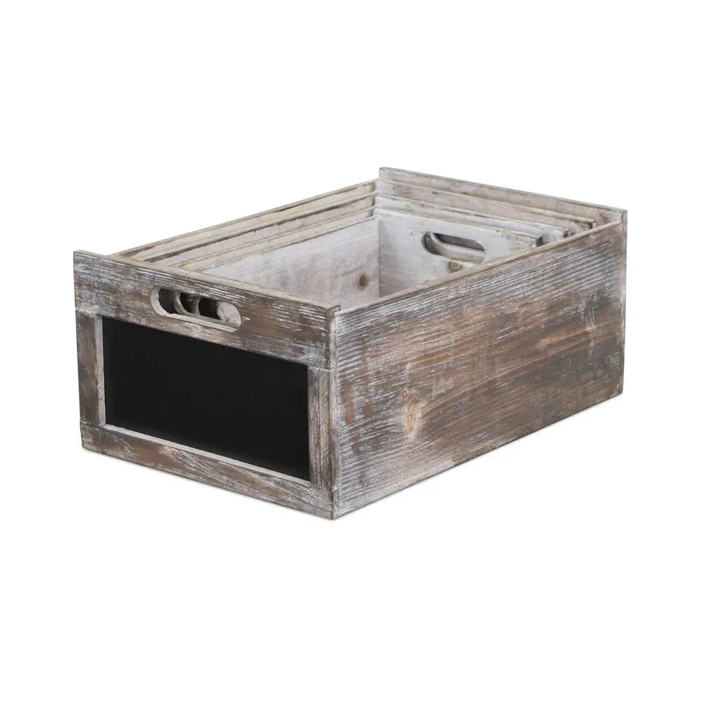 Set of Four Black And Brown Solid Wood Crate - NOBLE HOME INTERIORS