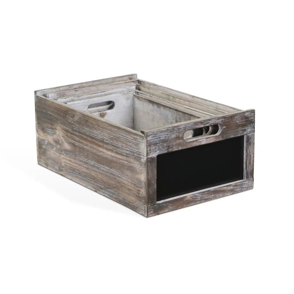 Set of Four Black And Brown Solid Wood Crate - NOBLE HOME INTERIORS