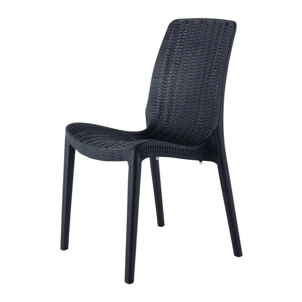 Set of Four Black Heavy Duty Plastic Outdoor Stacking Dining Chairs - NOBLE HOME INTERIORS
