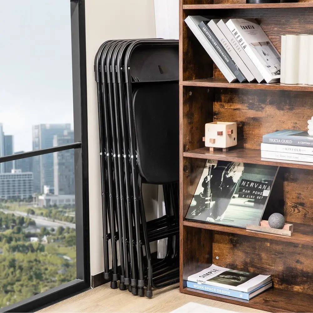 Set of Four Black Metal Outdoor Folding Stacking Dining Chairs - NOBLE HOME INTERIORS