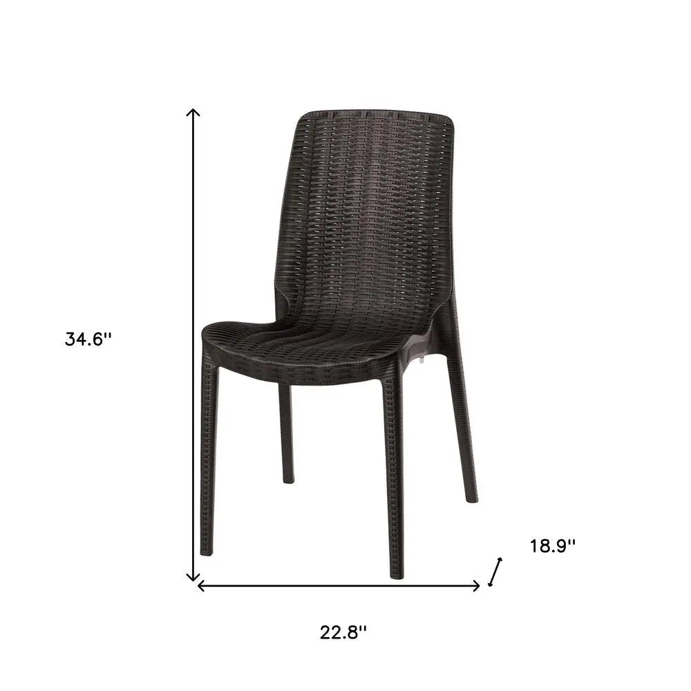 Set of Four Brown Heavy Duty Plastic Outdoor Stacking Dining Chairs - NOBLE HOME INTERIORS