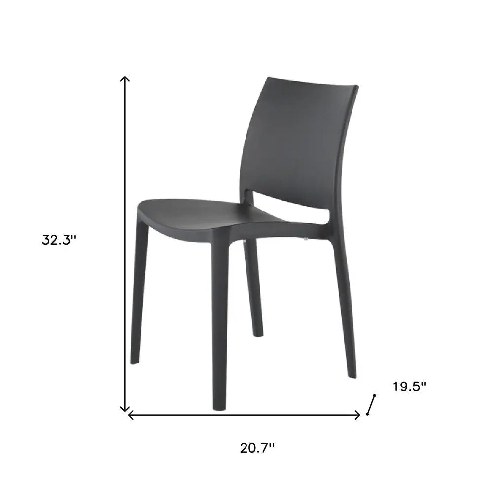 Set of Four Dark Gray Heavy Duty Plastic Outdoor Stacking Dining Chairs - NOBLE HOME INTERIORS