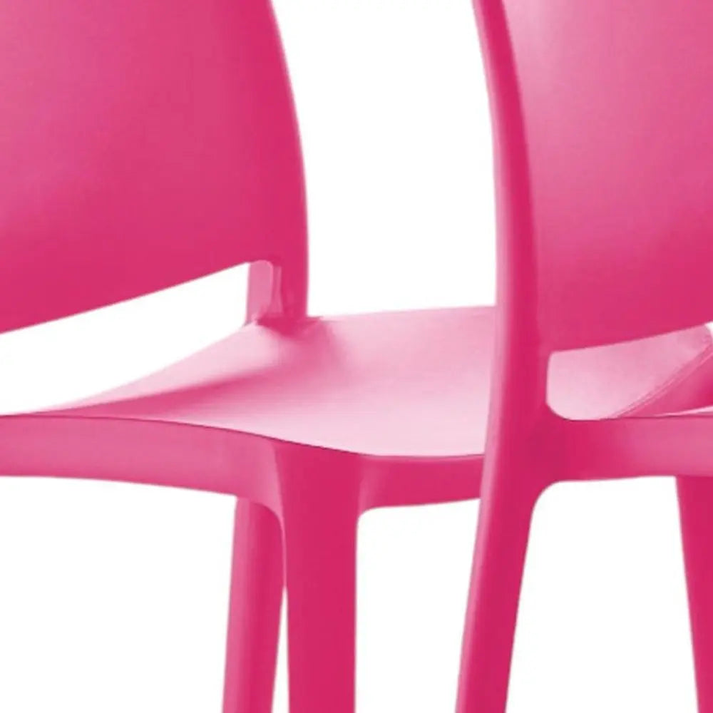 Set of Four Fuchsia Heavy Duty Plastic Outdoor Stacking Dining Chairs - NOBLE HOME INTERIORS