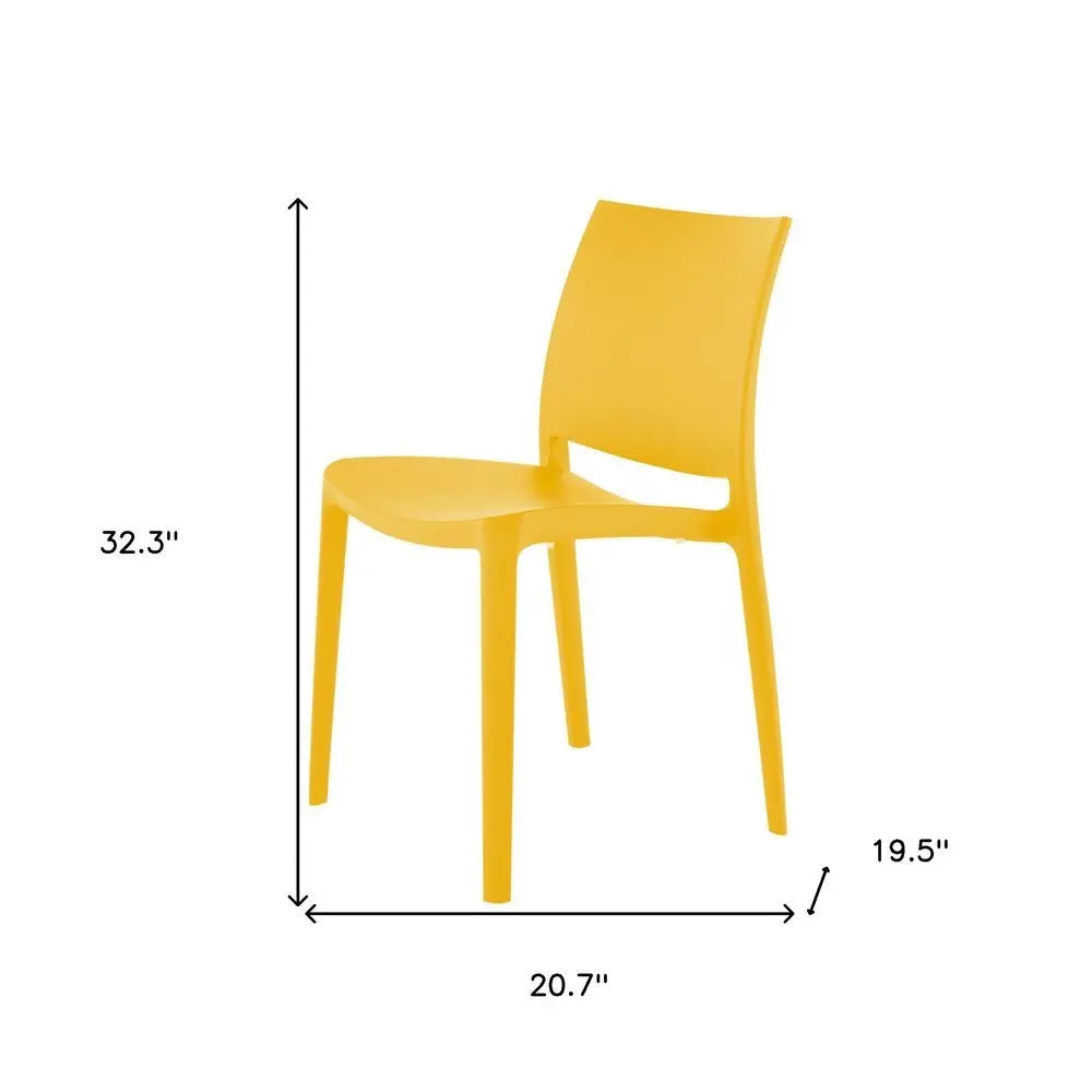 Set of Four Gold Heavy Duty Plastic Outdoor Stacking Dining Chairs - NOBLE HOME INTERIORS