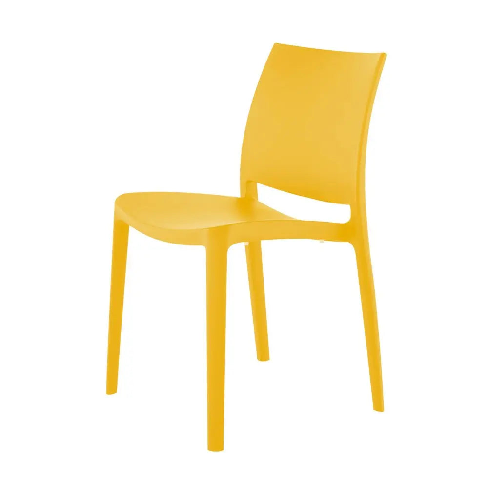Set of Four Gold Heavy Duty Plastic Outdoor Stacking Dining Chairs - NOBLE HOME INTERIORS