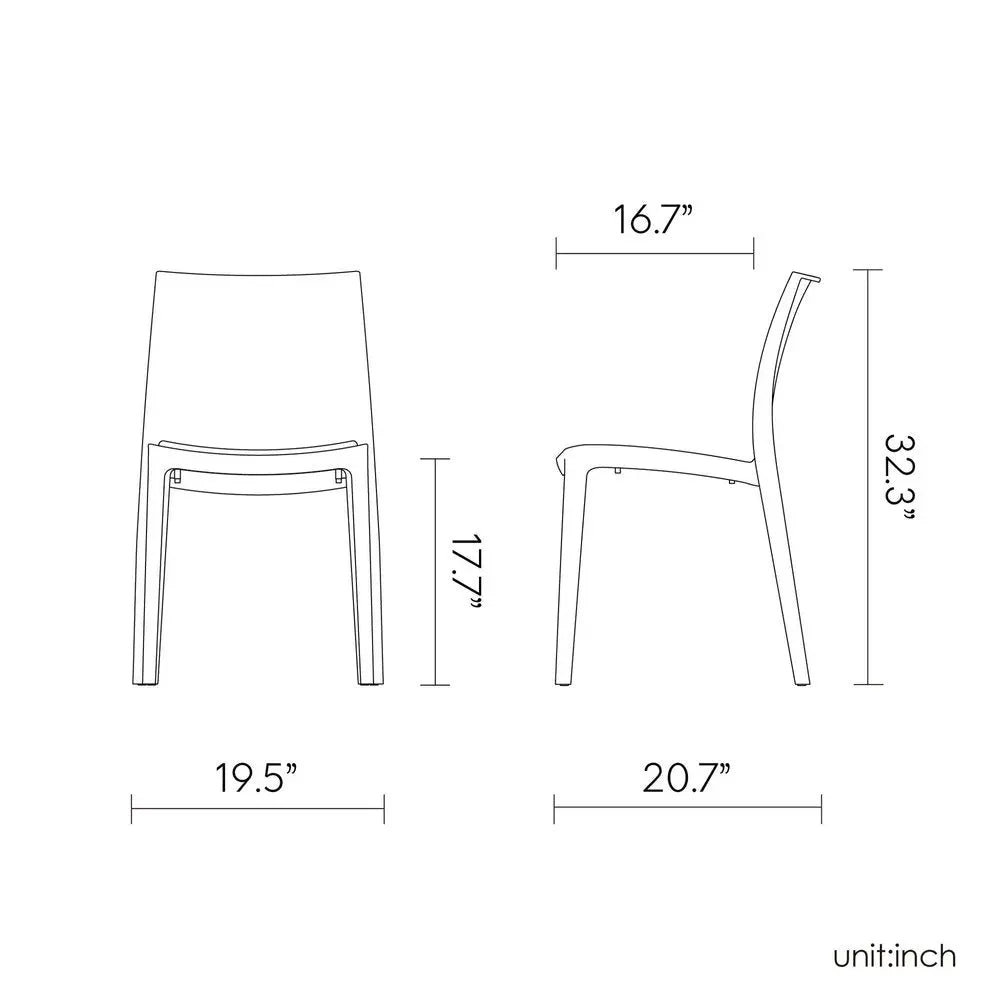 Set of Four Gold Heavy Duty Plastic Outdoor Stacking Dining Chairs - NOBLE HOME INTERIORS