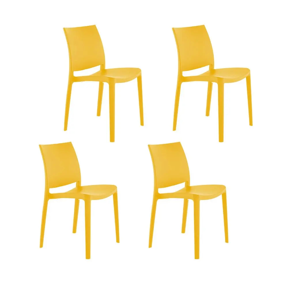 Set of Four Gold Heavy Duty Plastic Outdoor Stacking Dining Chairs - NOBLE HOME INTERIORS