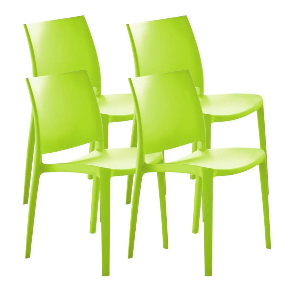 Set of Four Green Heavy Duty Plastic Outdoor Stacking Dining Chairs - NOBLE HOME INTERIORS