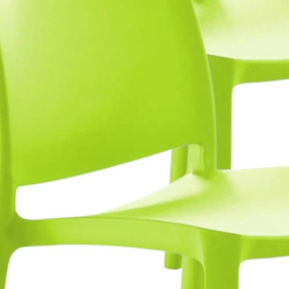 Set of Four Green Heavy Duty Plastic Outdoor Stacking Dining Chairs - NOBLE HOME INTERIORS