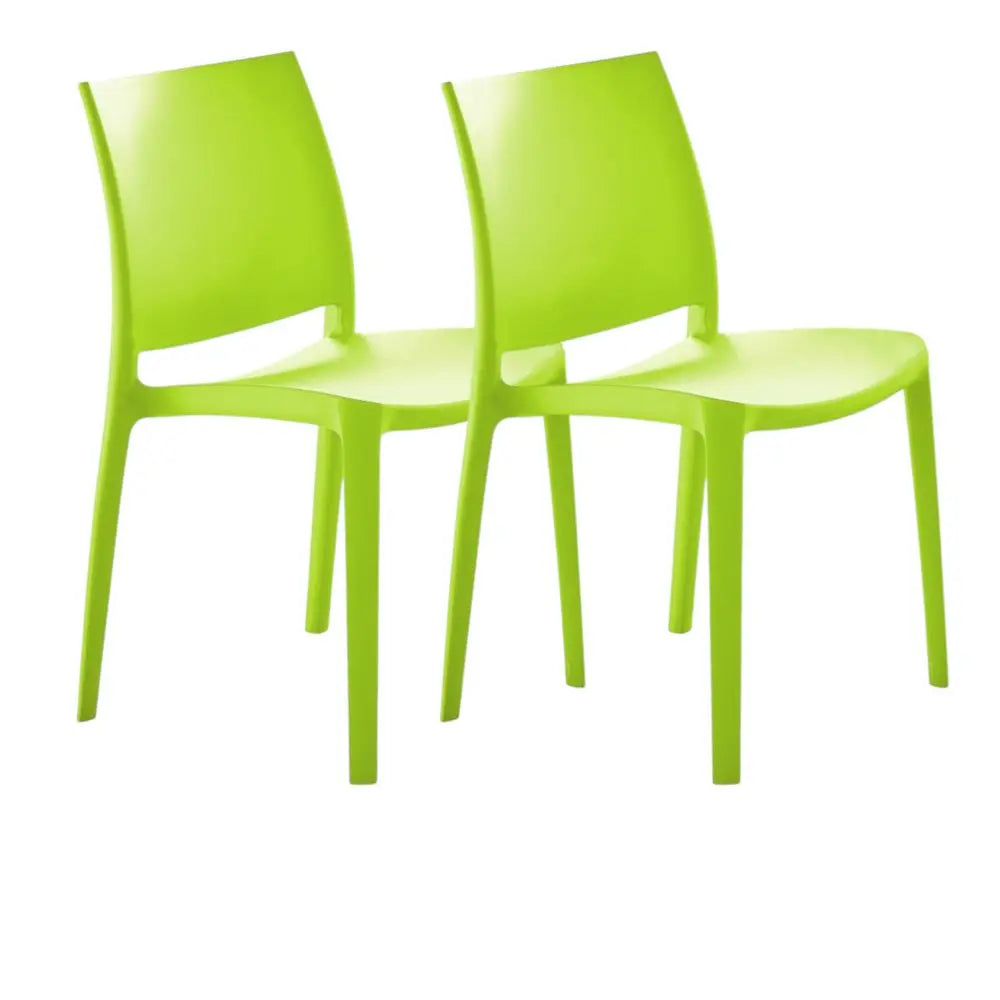 Set of Four Green Heavy Duty Plastic Outdoor Stacking Dining Chairs - NOBLE HOME INTERIORS