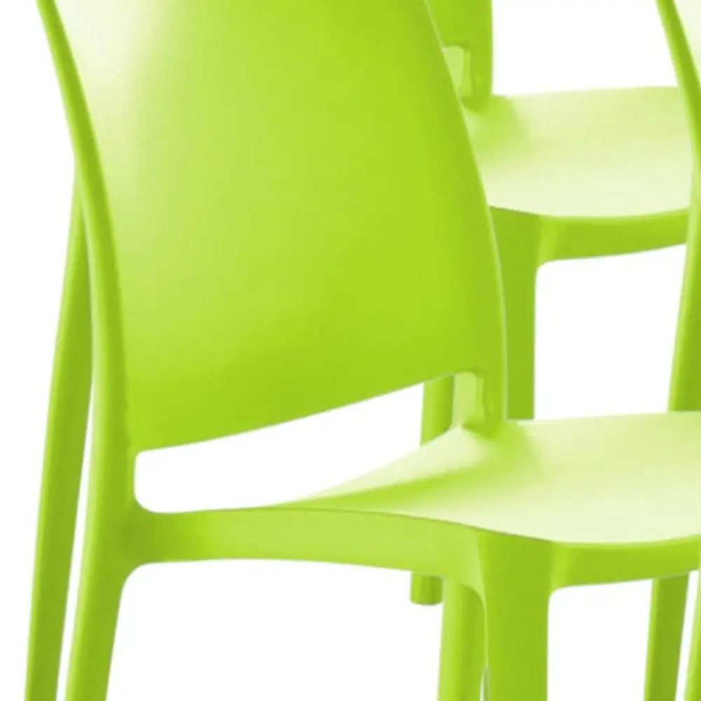 Set of Four Green Heavy Duty Plastic Outdoor Stacking Dining Chairs - NOBLE HOME INTERIORS